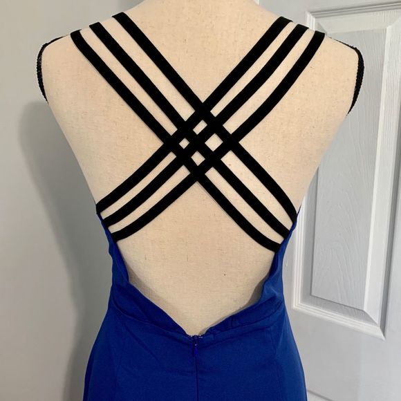 may & july cocktail dress M blue strappy - Picture 4 of 8